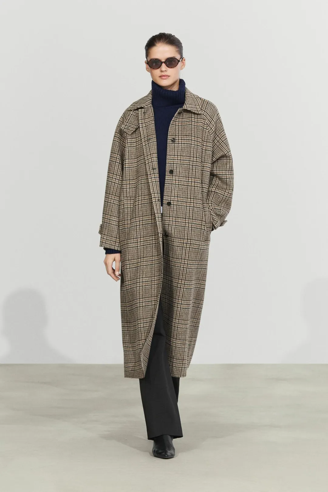 Клетчатый тренч из смесовой шерсти, Massimo Dutti