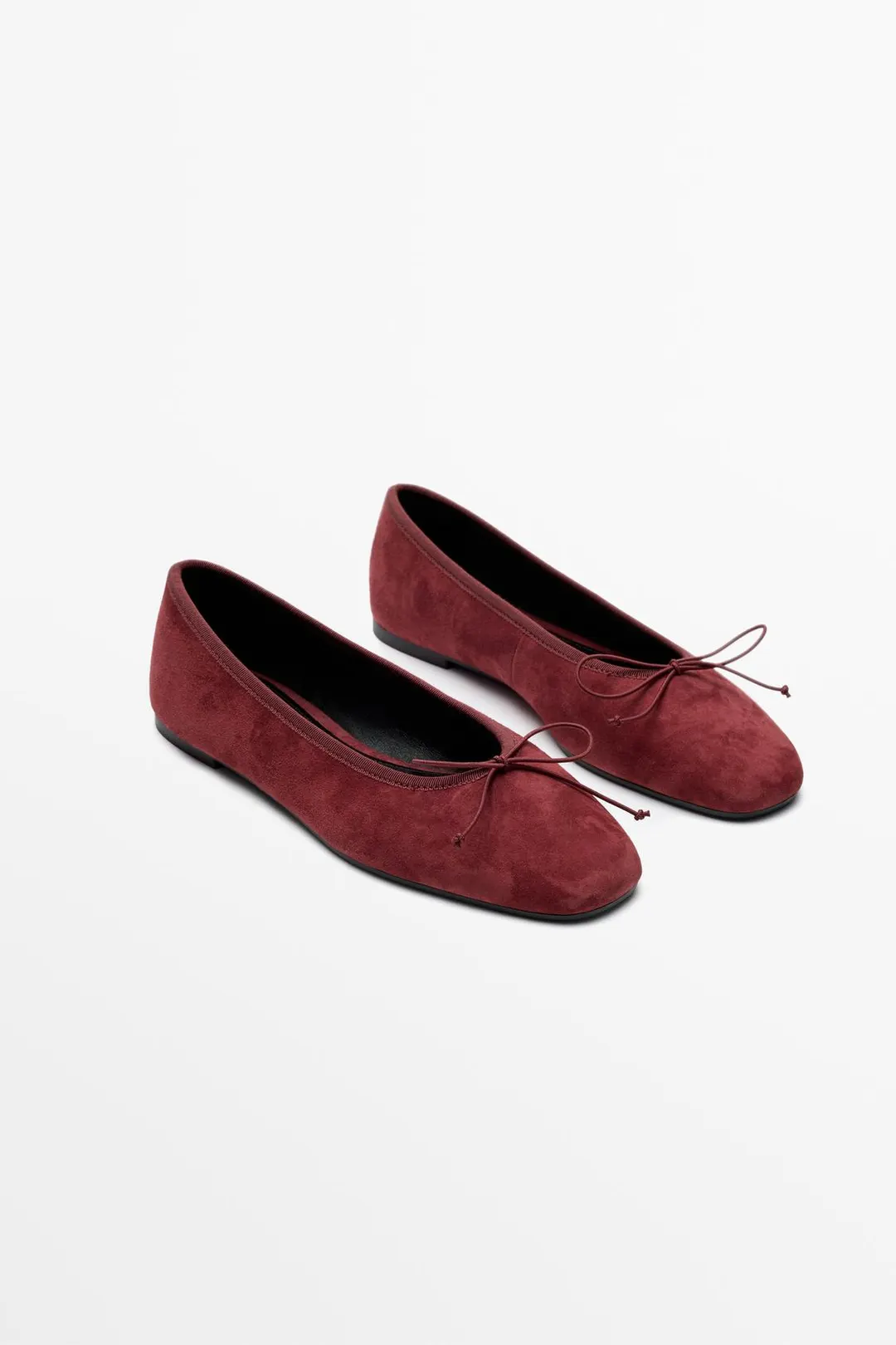 Балетки кожаные с бантом, Massimo Dutti