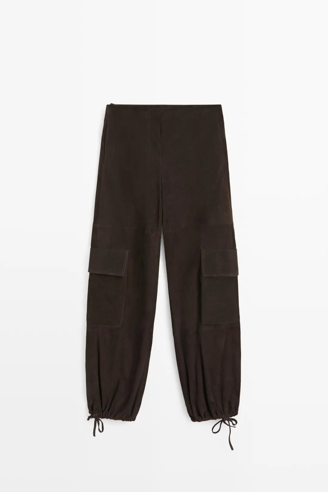Брюки карго с отделкой низа из натуральной замши, Massimo Dutti
