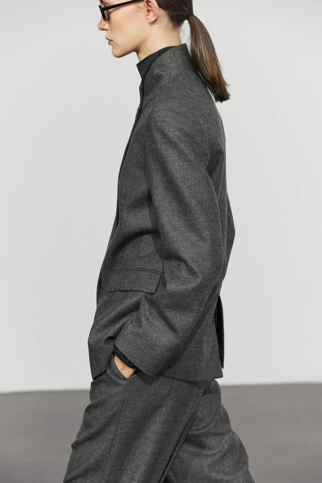 Блейзер костюмный из фланели из 100% шерсти, Massimo Dutti