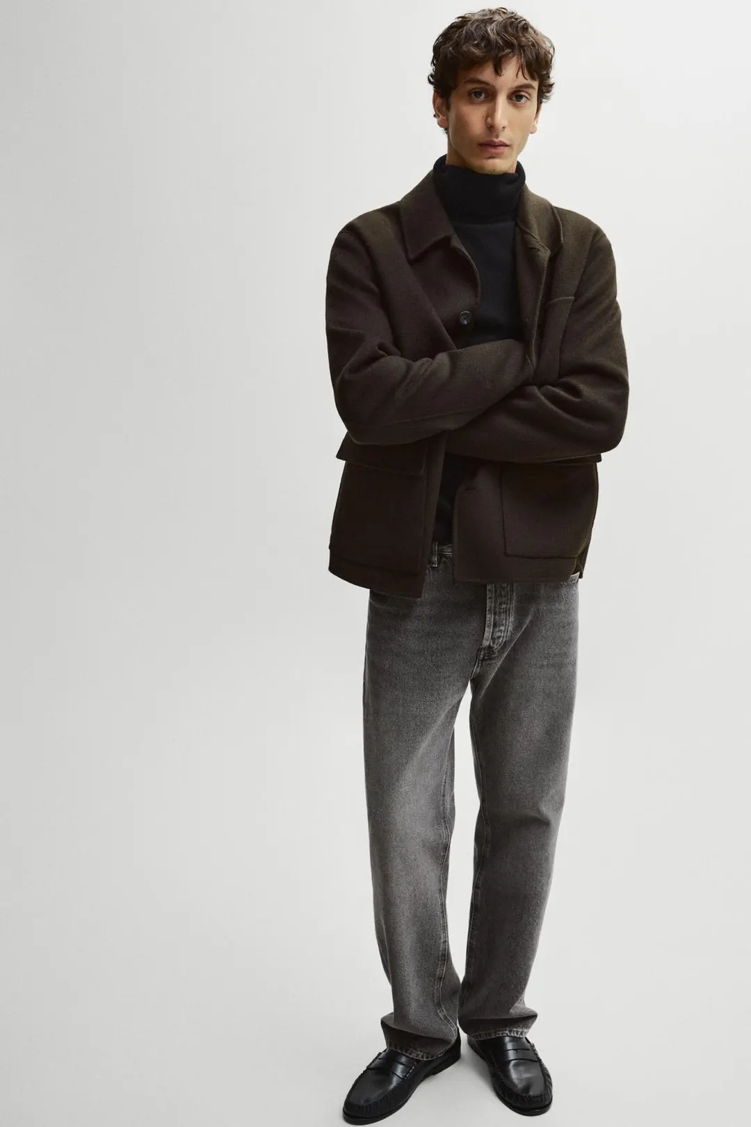 Рубашка-куртка из двухслойной шерсти, Massimo Dutti