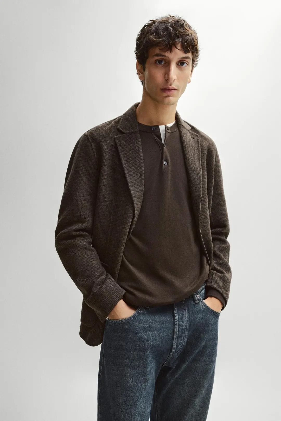 Пиджак из смесовой шерсти с узором гусиная лапка, Massimo Dutti