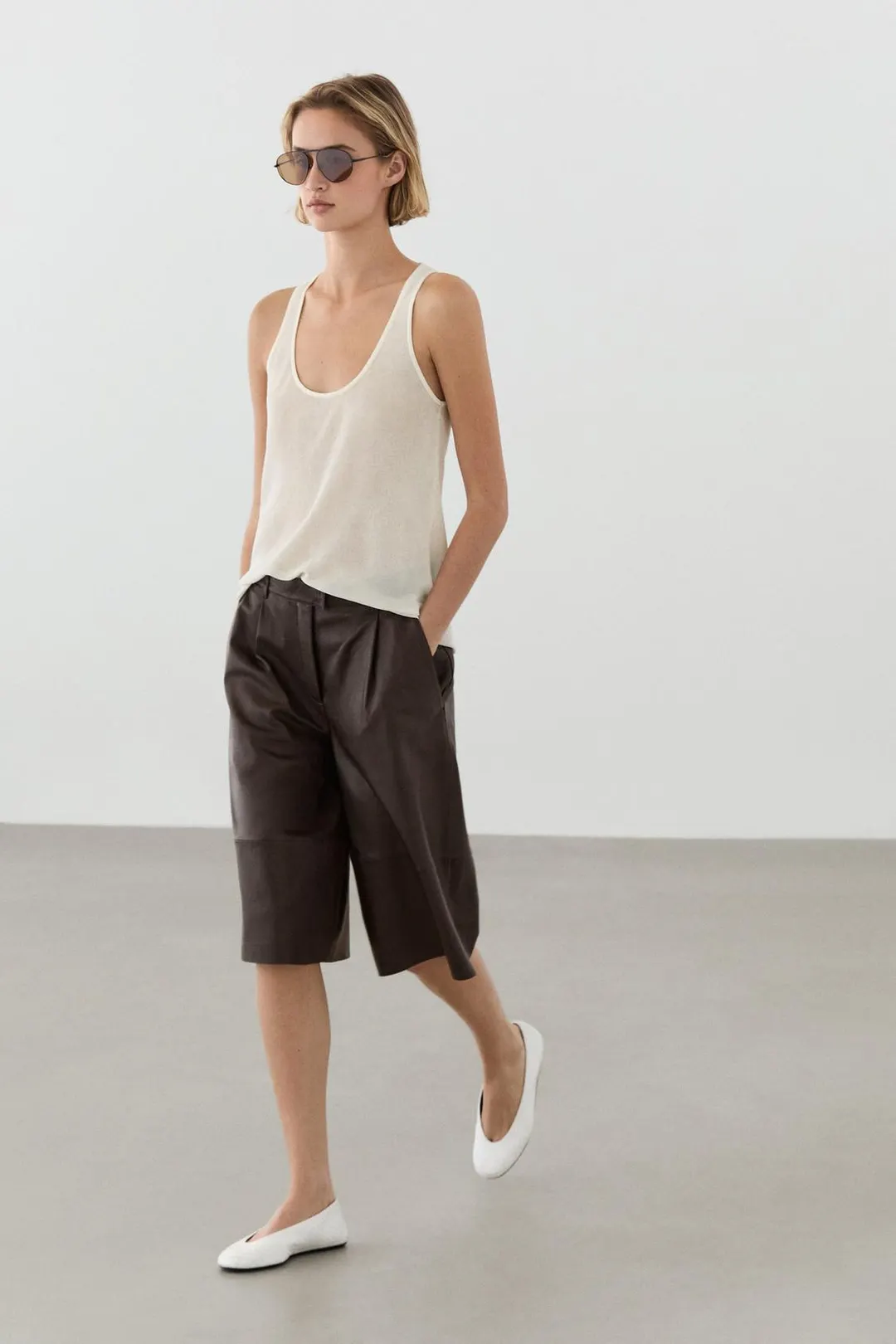 Струящийся топ из 100% льна, Massimo Dutti