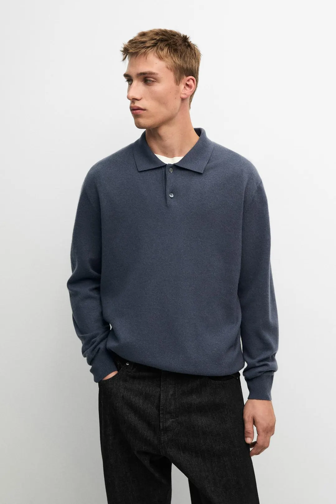 Вязаное поло из смесовой шерсти, Massimo Dutti