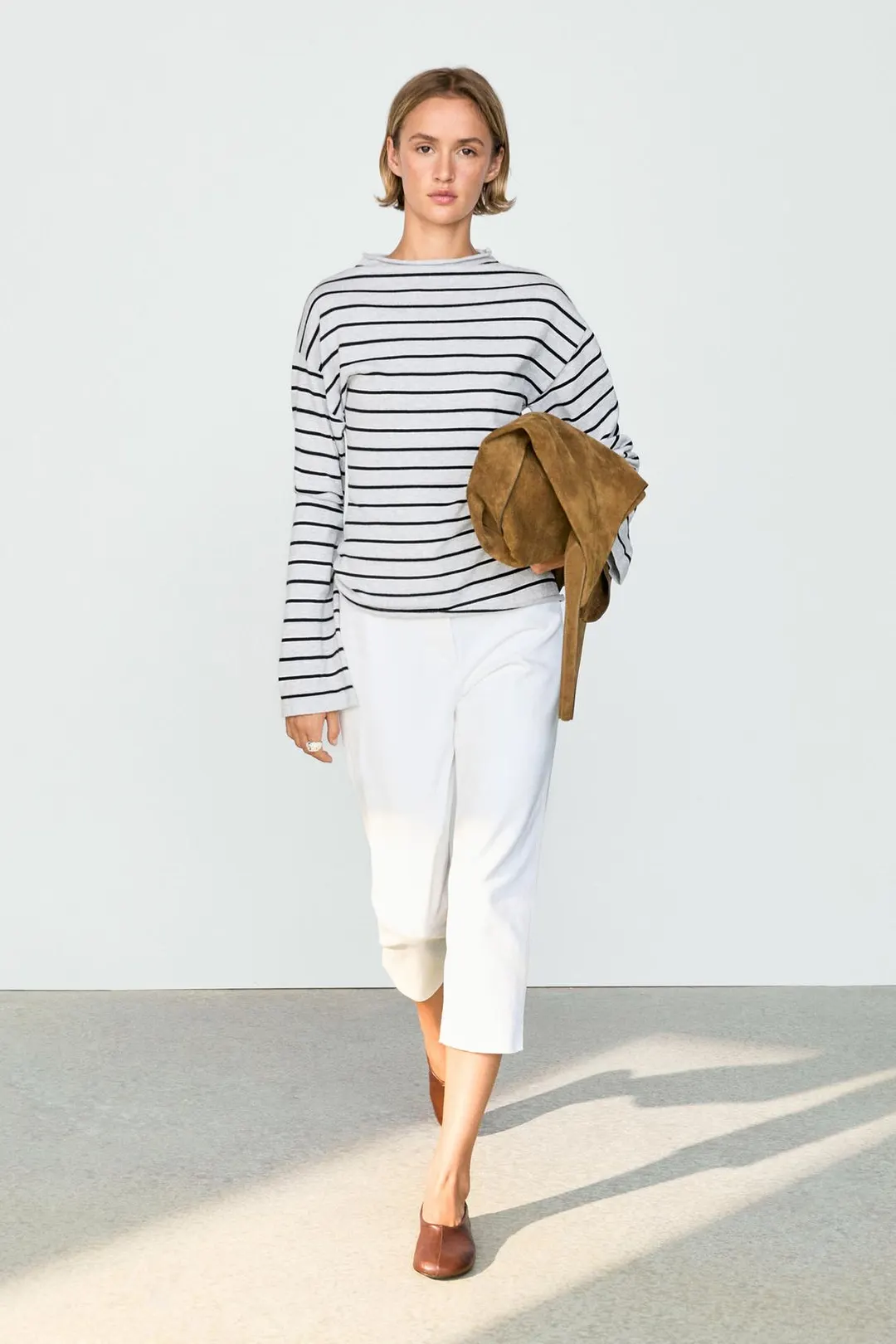 Свитер из 100% хлопка в полоску, Massimo Dutti