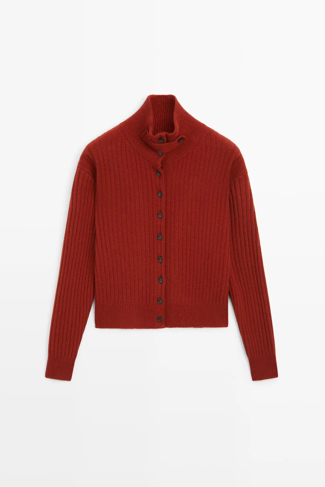 Кардиган в рубчик с хлястиком, Massimo Dutti
