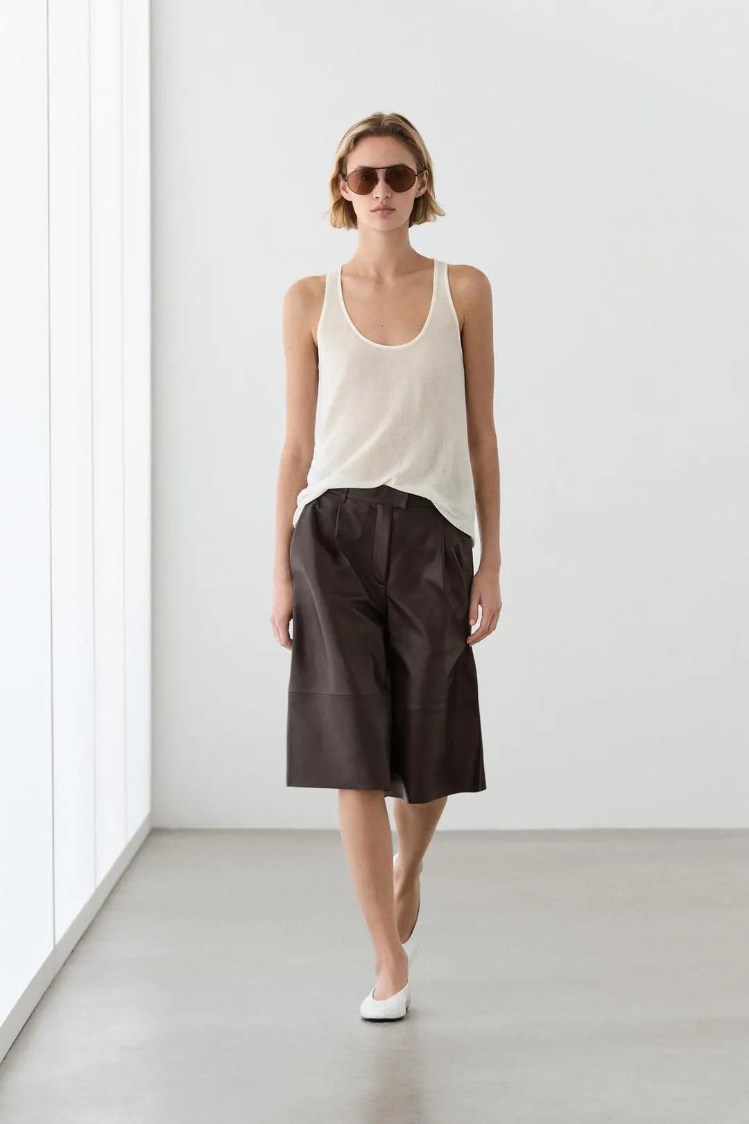 Струящийся топ из 100% льна, Massimo Dutti
