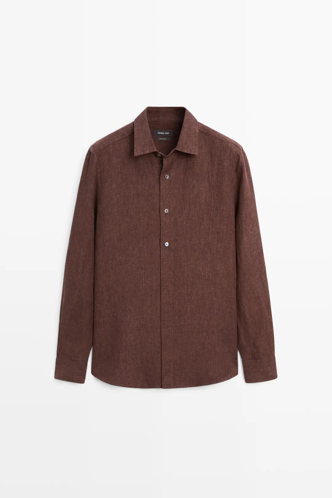 Рубашка прямого кроя из 100% льна с декоративными пуговицами, Massimo Dutti