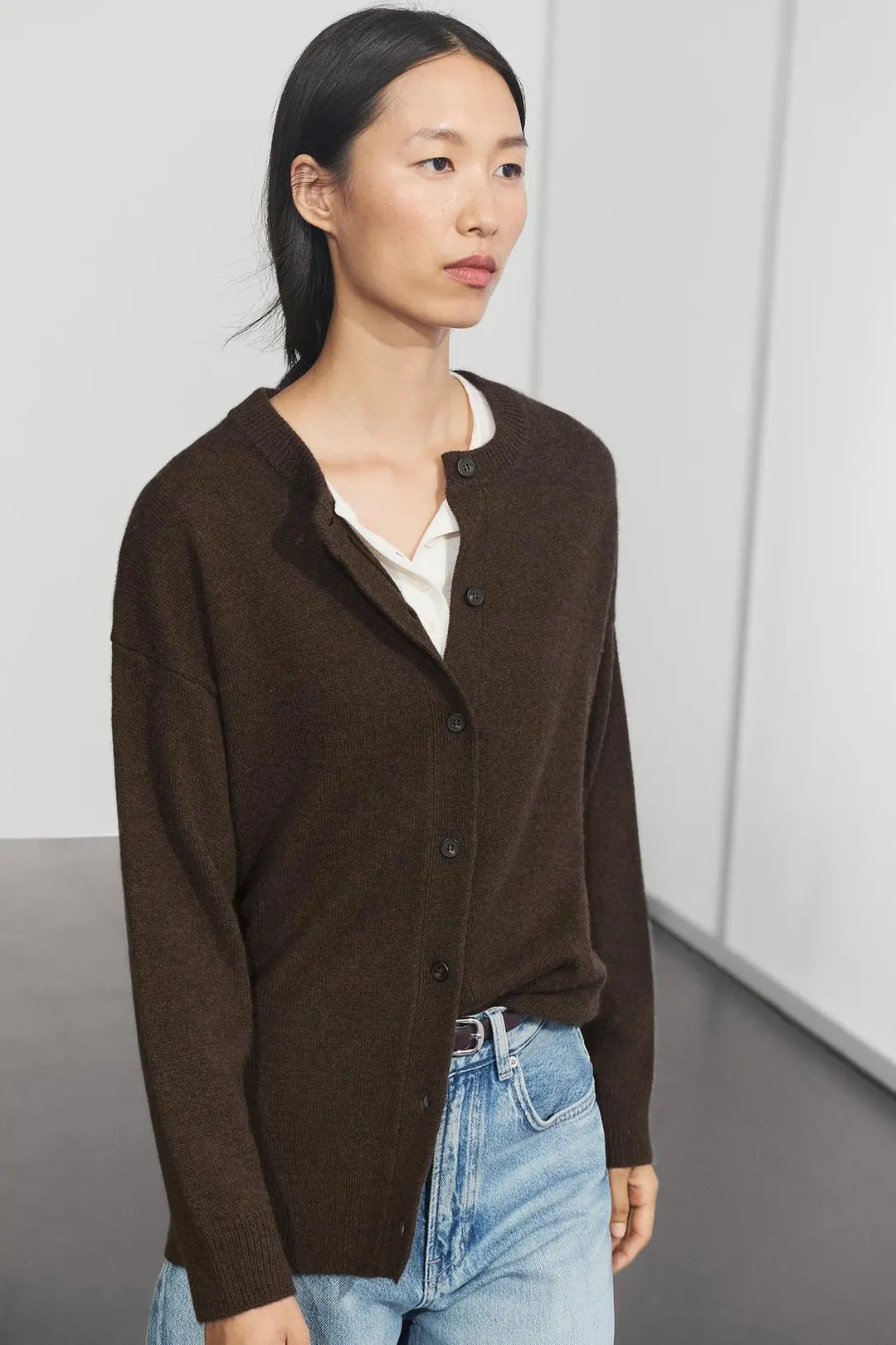 Вязаный кардиган оверсайз из 100% кашемира, Massimo Dutti