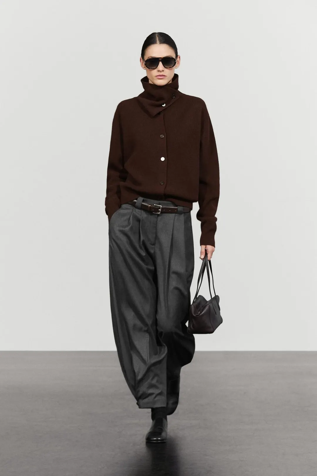Кардиган жемчужной вязки с воротником-трубой, Massimo Dutti