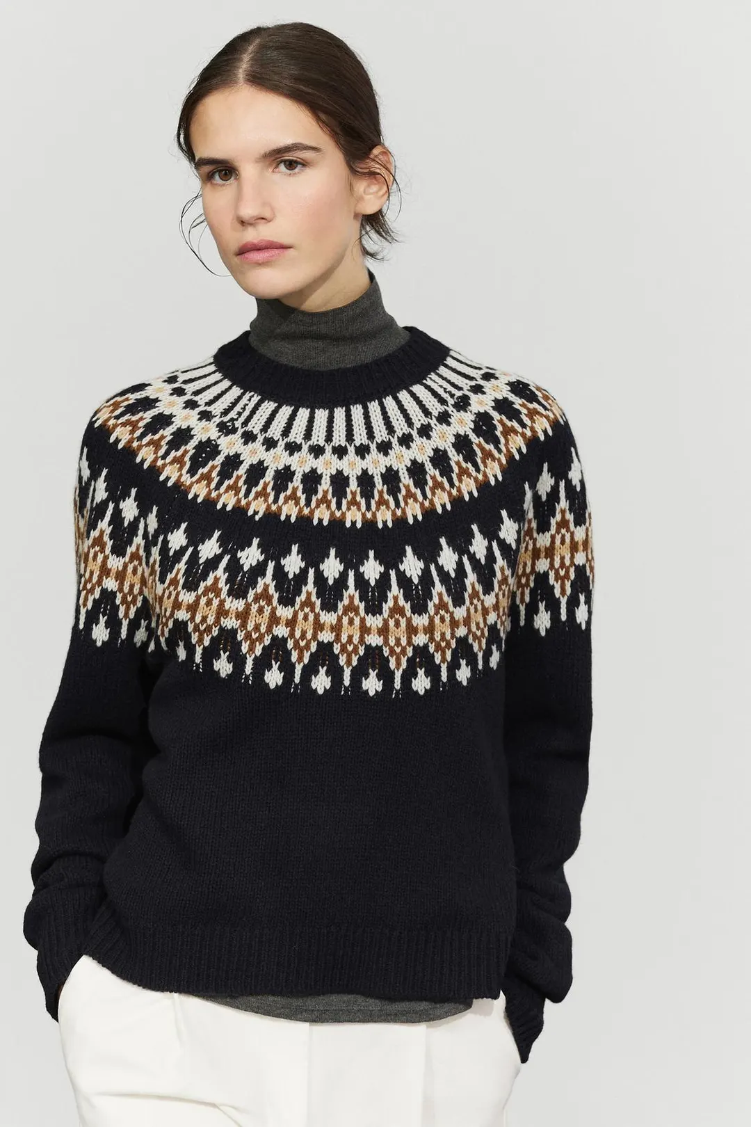 Жаккардовый свитер из 100% шерсти, Massimo Dutti