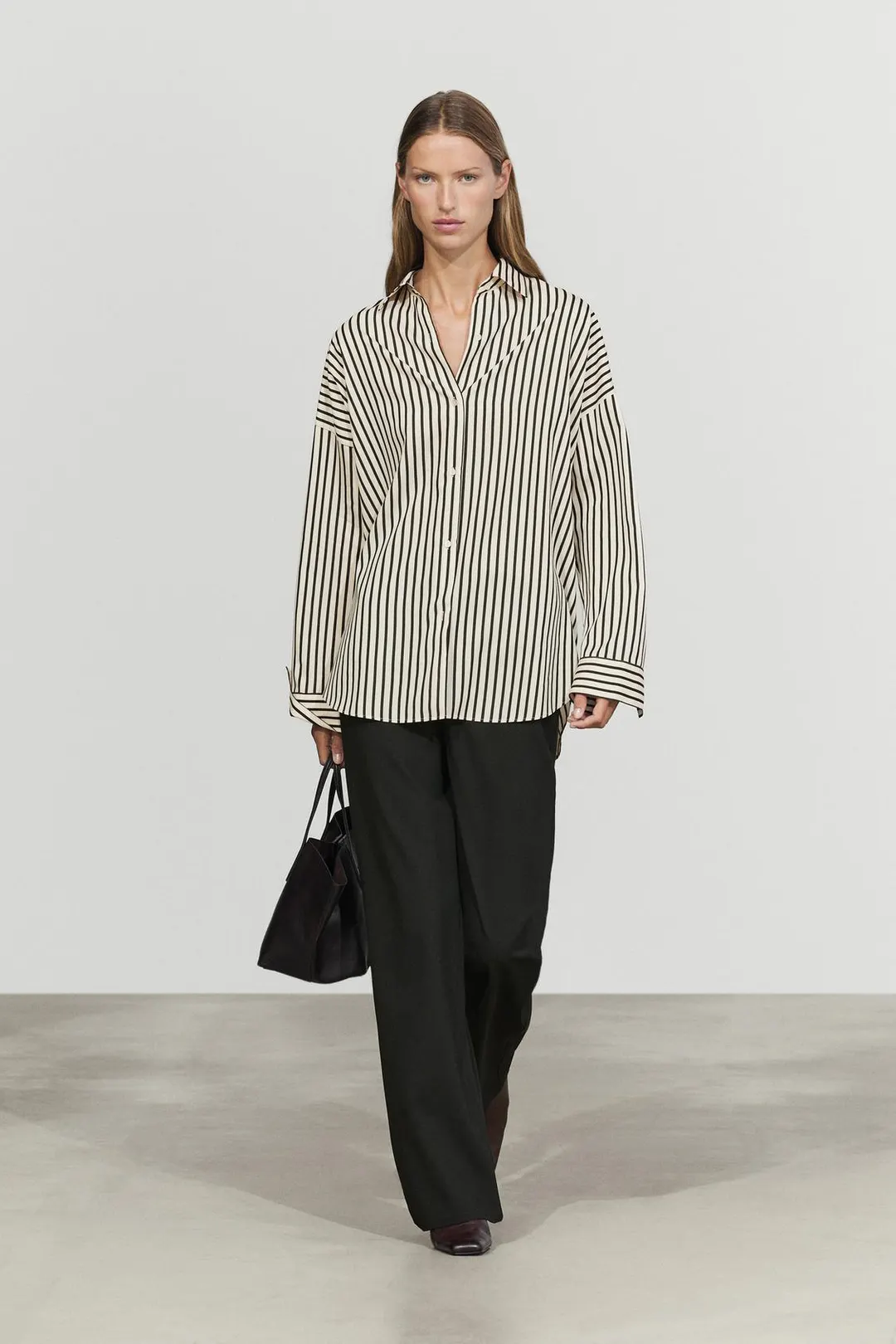 Рубашка в полоску из струящейся ткани, Massimo Dutti