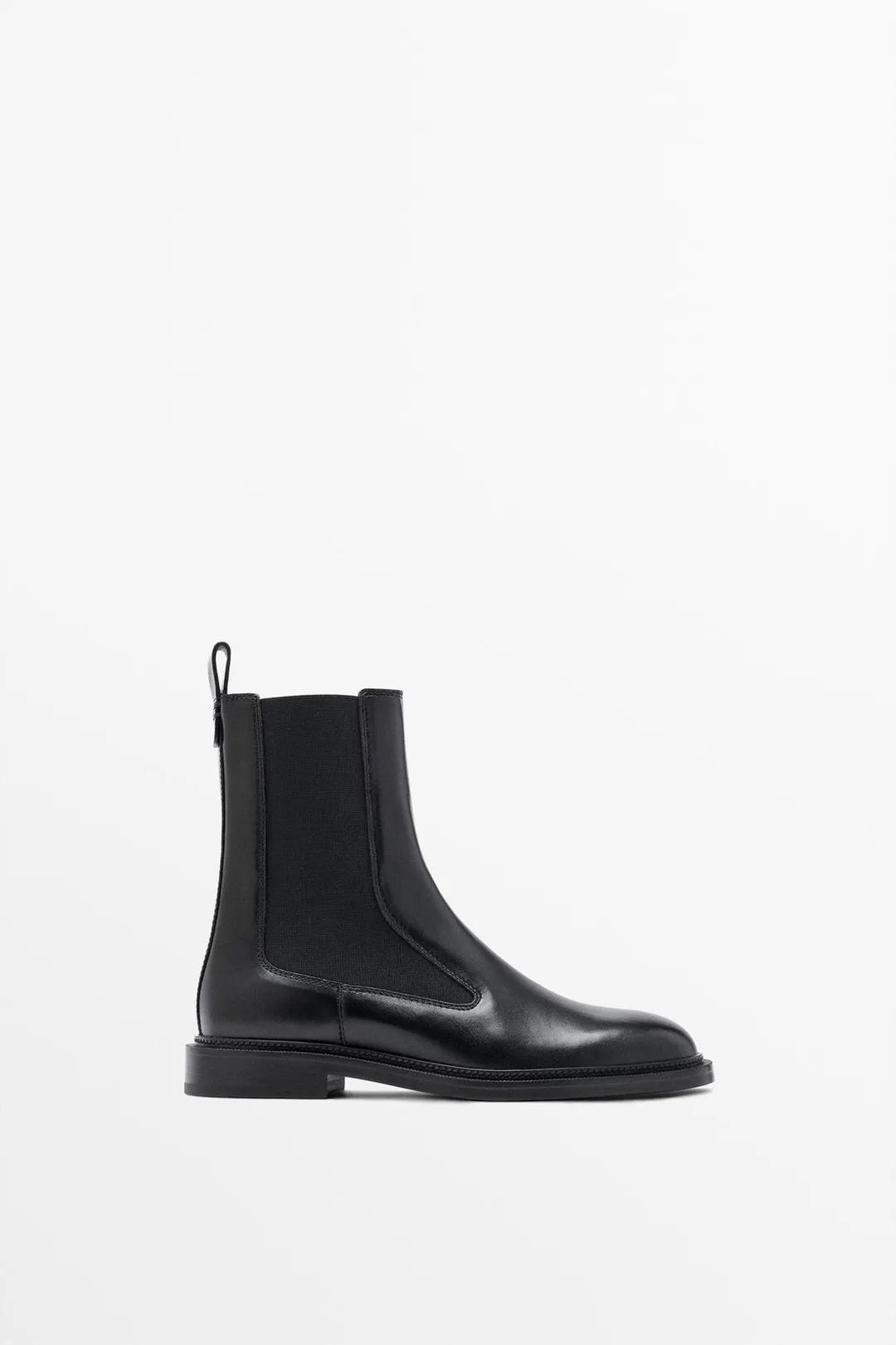 Кожаные ботинки челси на плоской подошве, Massimo Dutti