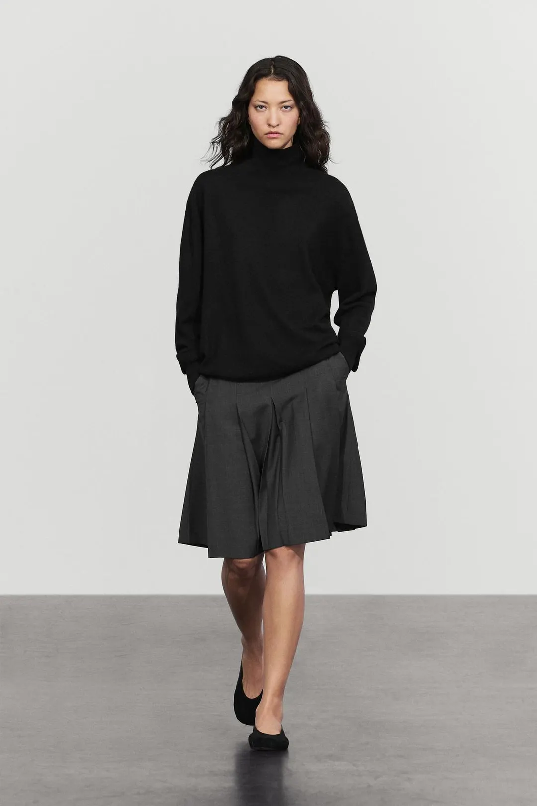 Плиссированная юбка из смесовой шерсти, Massimo Dutti