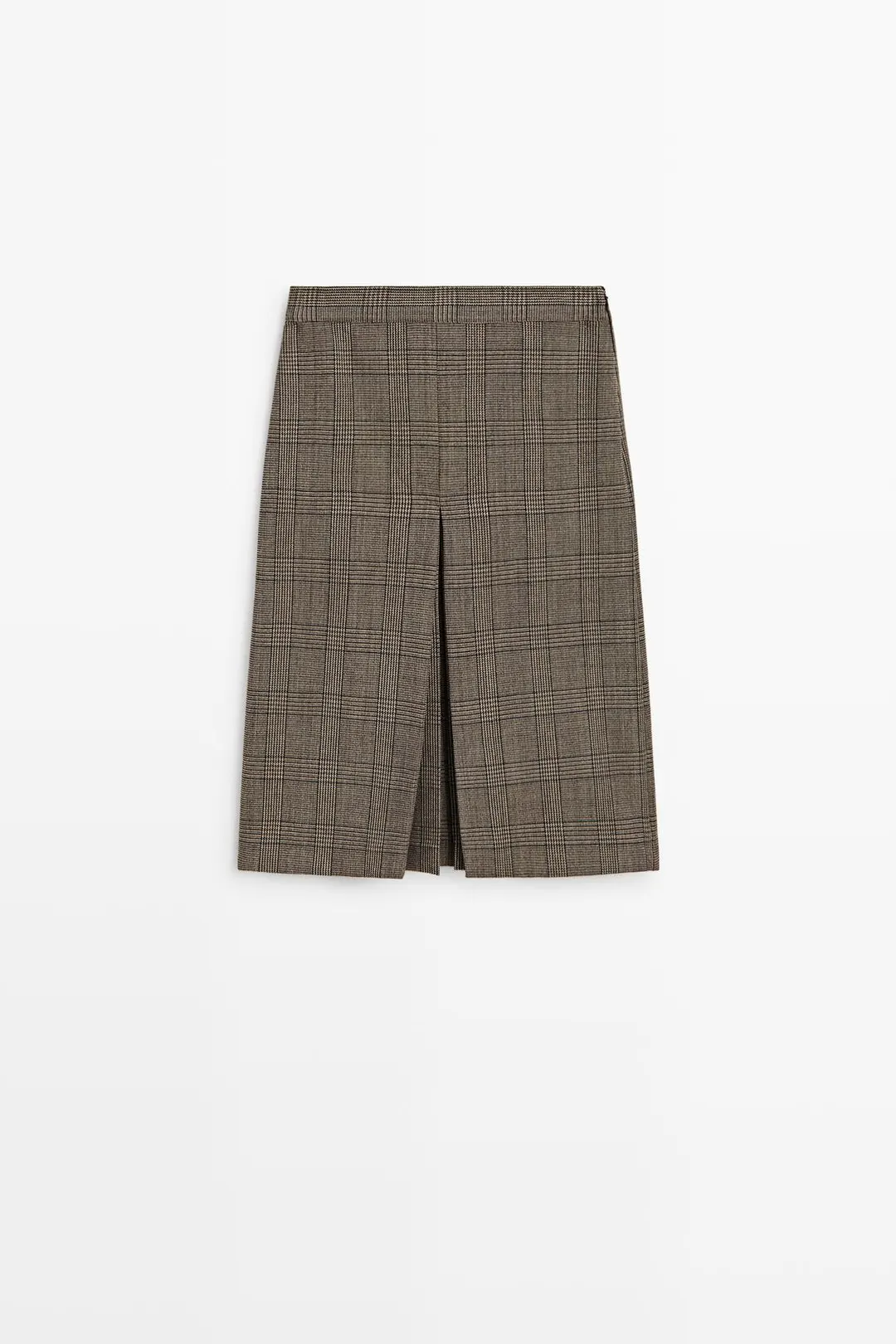 Юбка миди из 100% шерсти в клетку со складками, Massimo Dutti