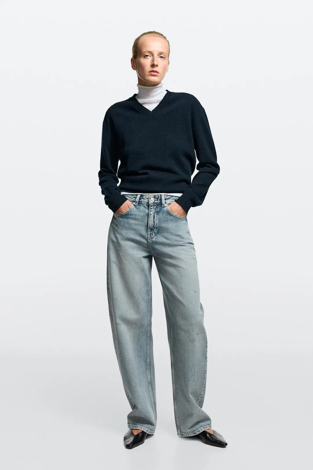 Джинсы-бочонки свободного кроя, Massimo Dutti