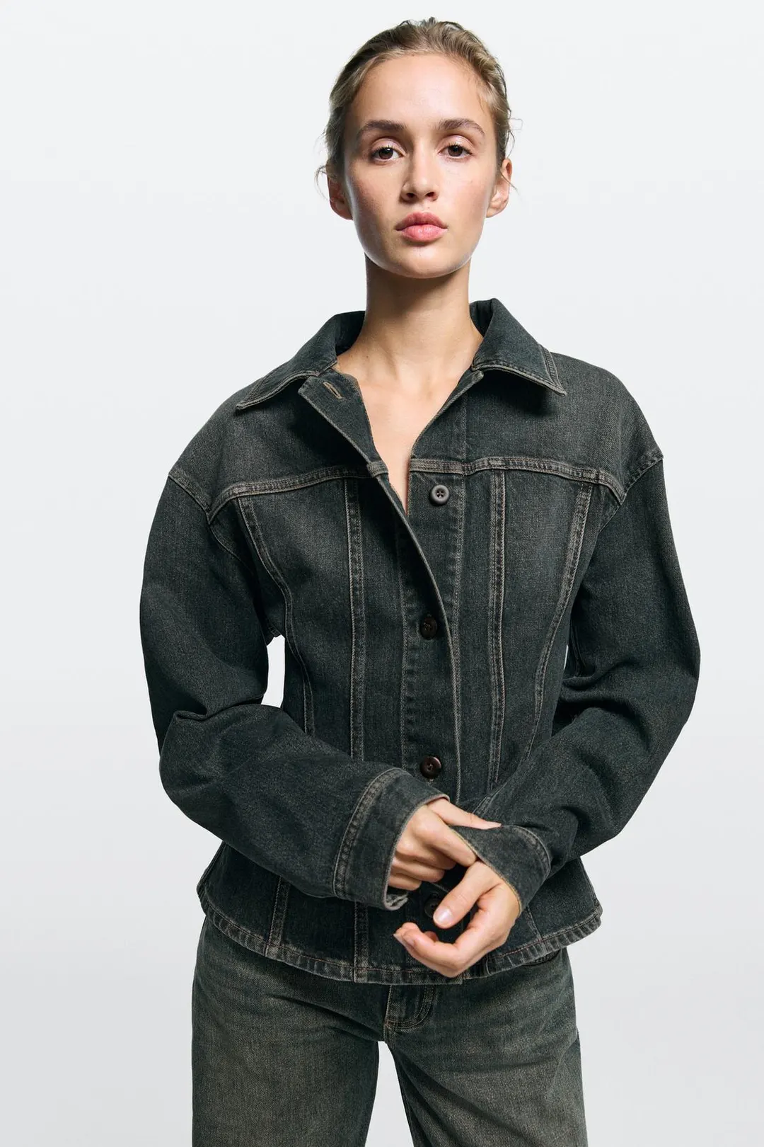 Рубашка джинсовая из смесового хлопка для тотал-лука, Massimo Dutti