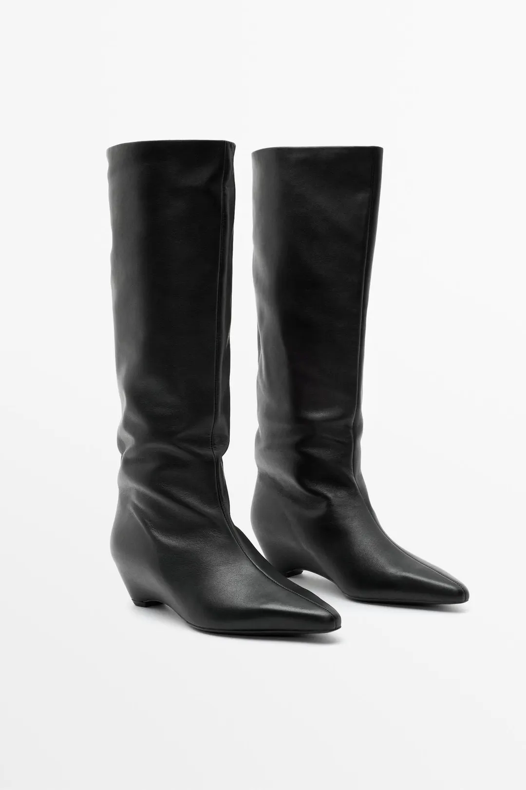 Ботильоны кожаные на танкетке, Massimo Dutti