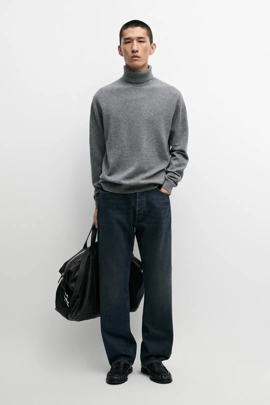 Свитер с высоким воротником из 100% шерсти, Massimo Dutti