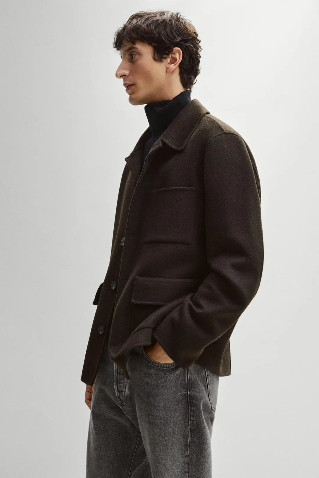 Рубашка-куртка из двухслойной шерсти, Massimo Dutti