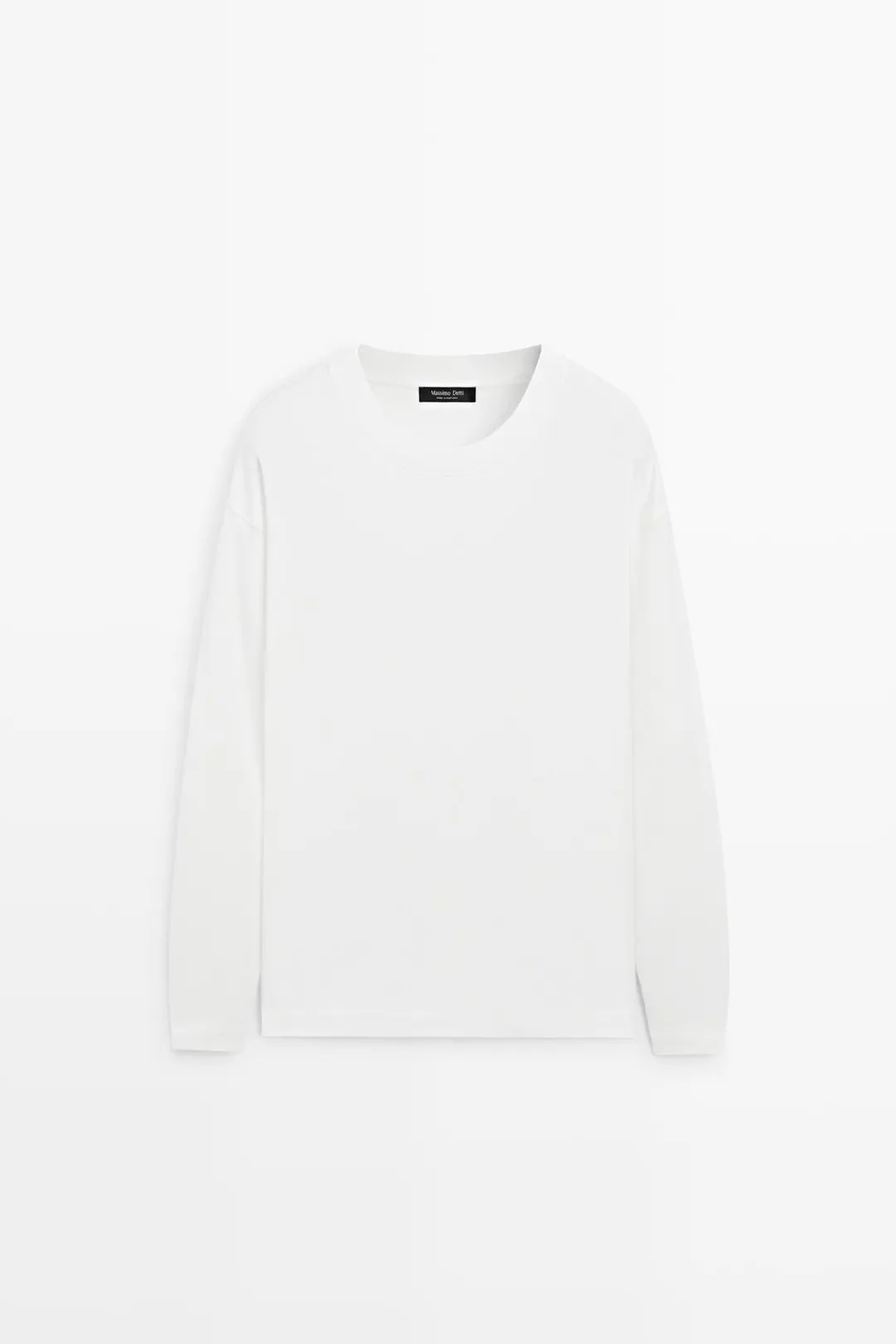 Футболка свободного прямого кроя с длинными рукавами из 100% хлопка, Massimo Dutti