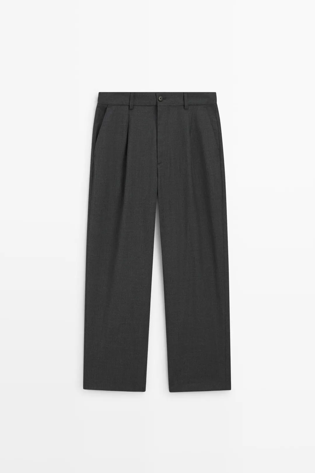 Брюки свободного кроя с защипами из 100% тонкой шерсти, Massimo Dutti