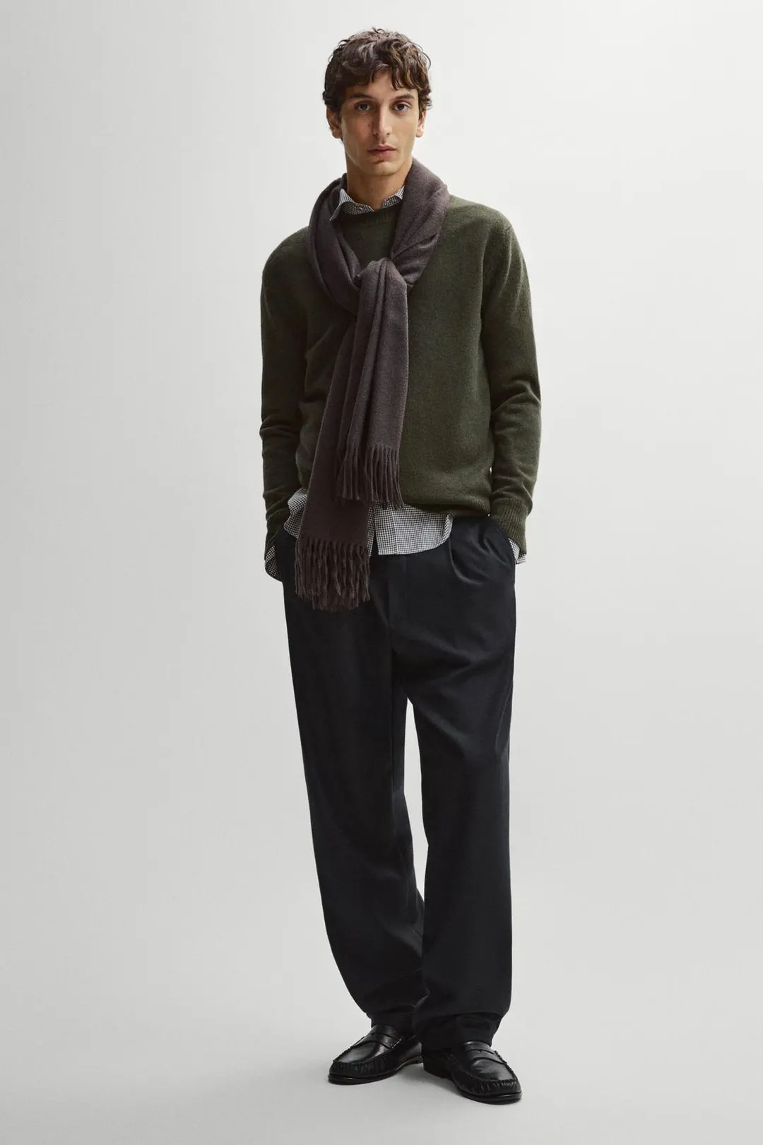 Брюки свободного кроя из 100% шерсти, Massimo Dutti