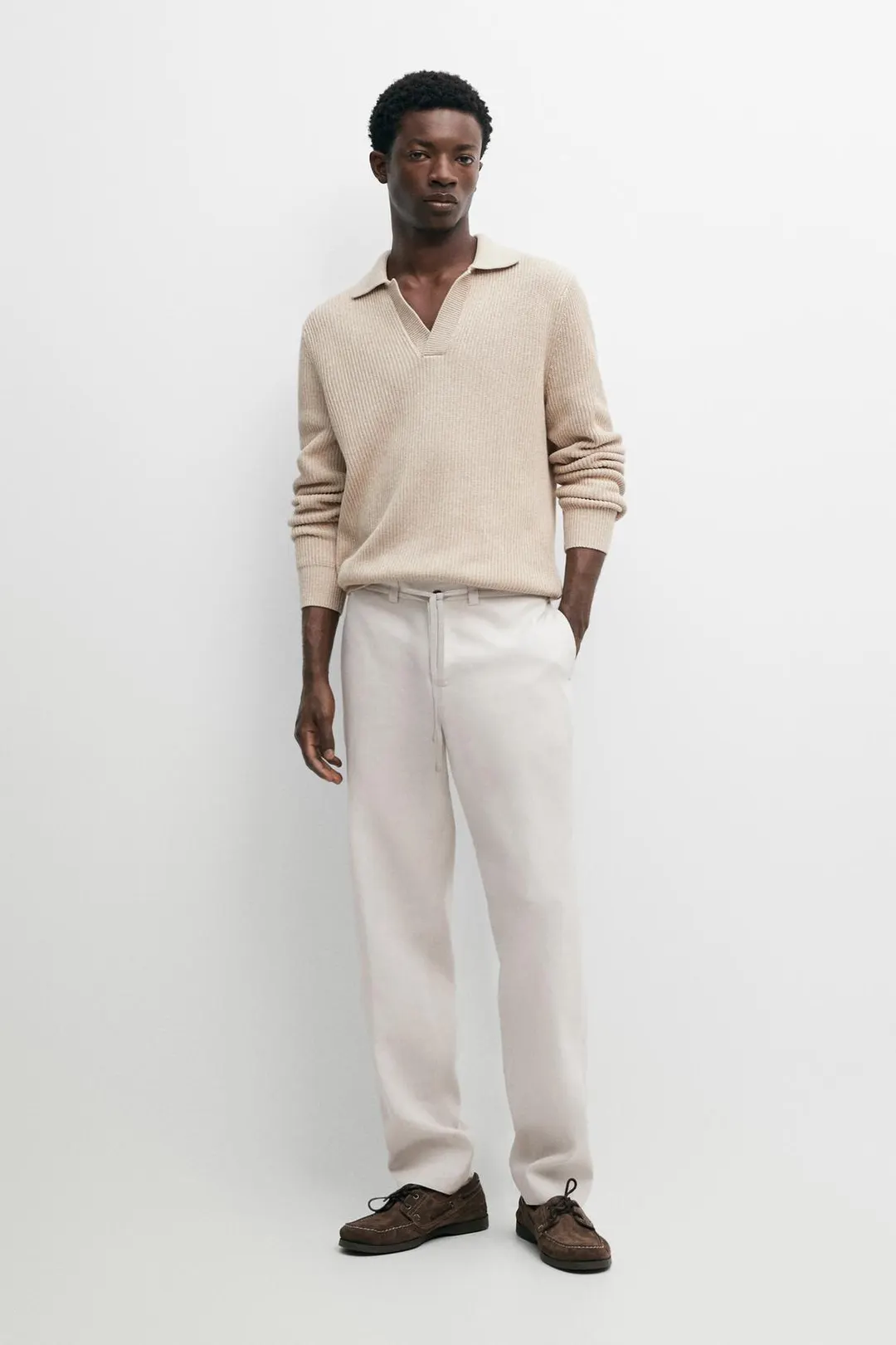 Брюки из 100% льна с эластичным поясом, Massimo Dutti