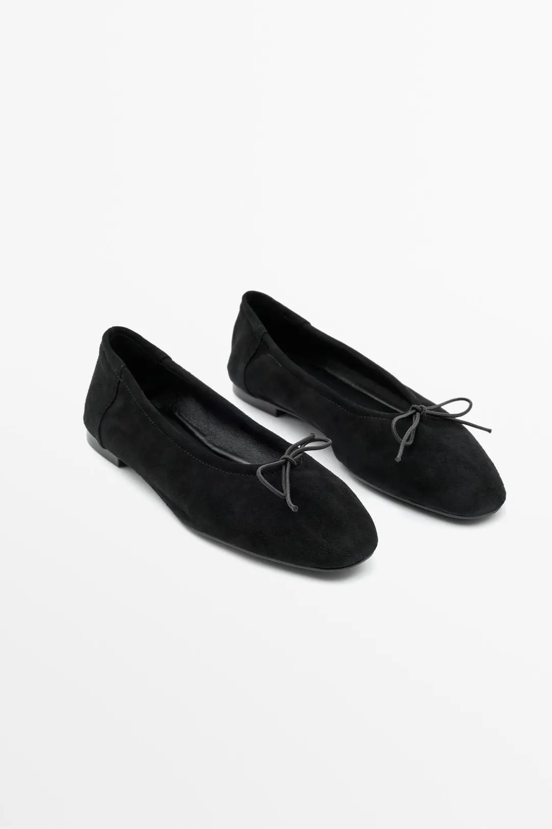 Балетки замшевые с бантом, Massimo Dutti