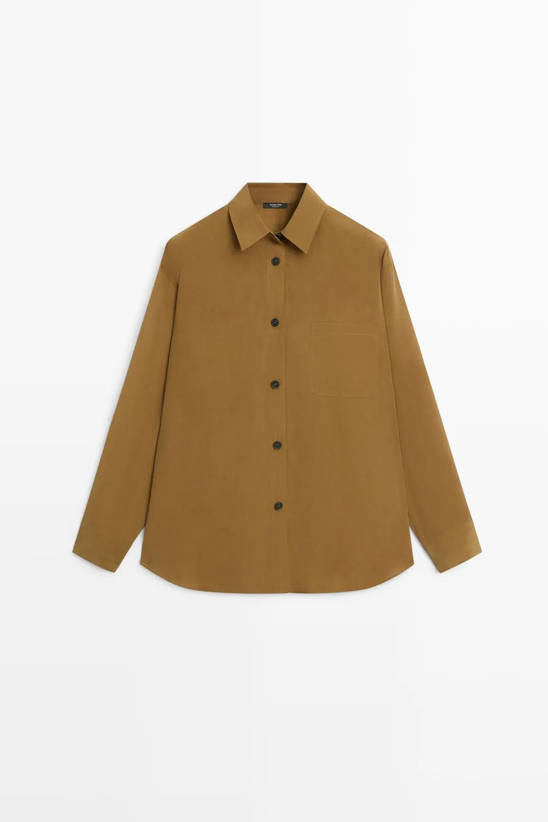 Струящаяся атласная рубашка с карманом, Massimo Dutti