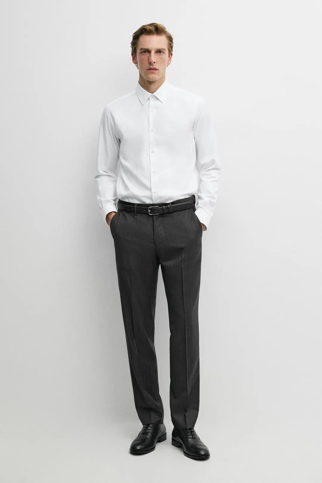 Рубашка оксфорд облегающего кроя из 100% хлопка, Massimo Dutti