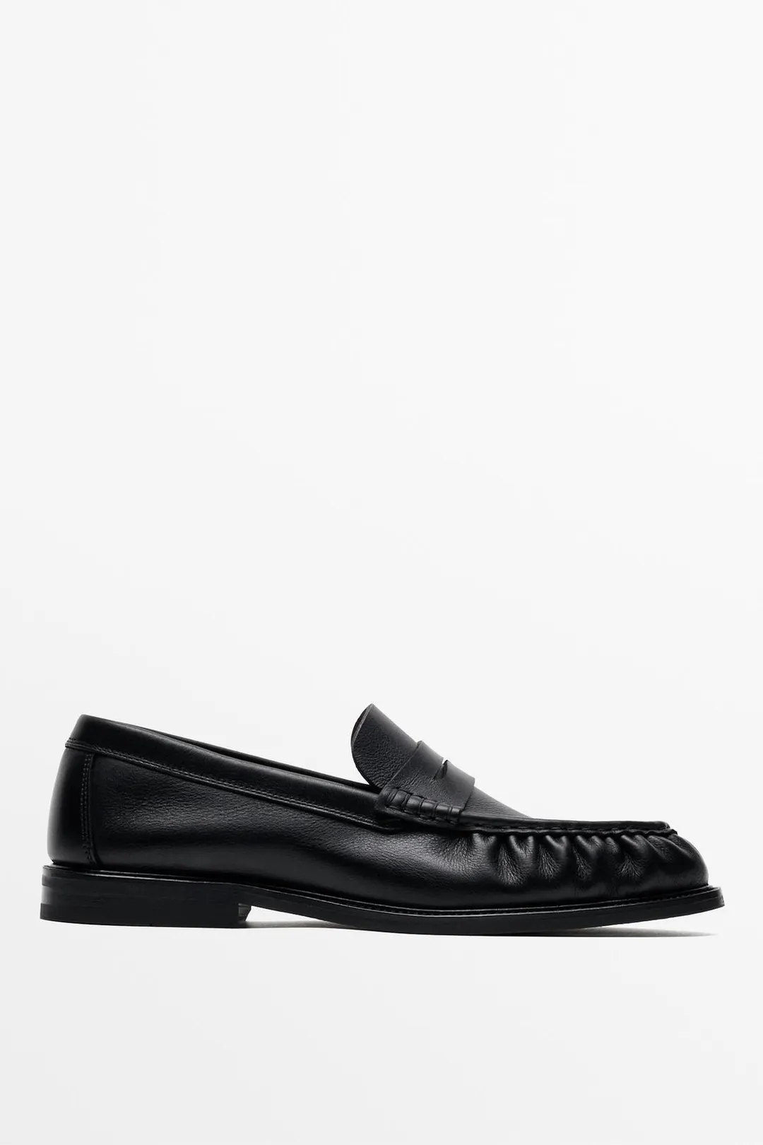 Кожаные лоферы со сборками, Massimo Dutti
