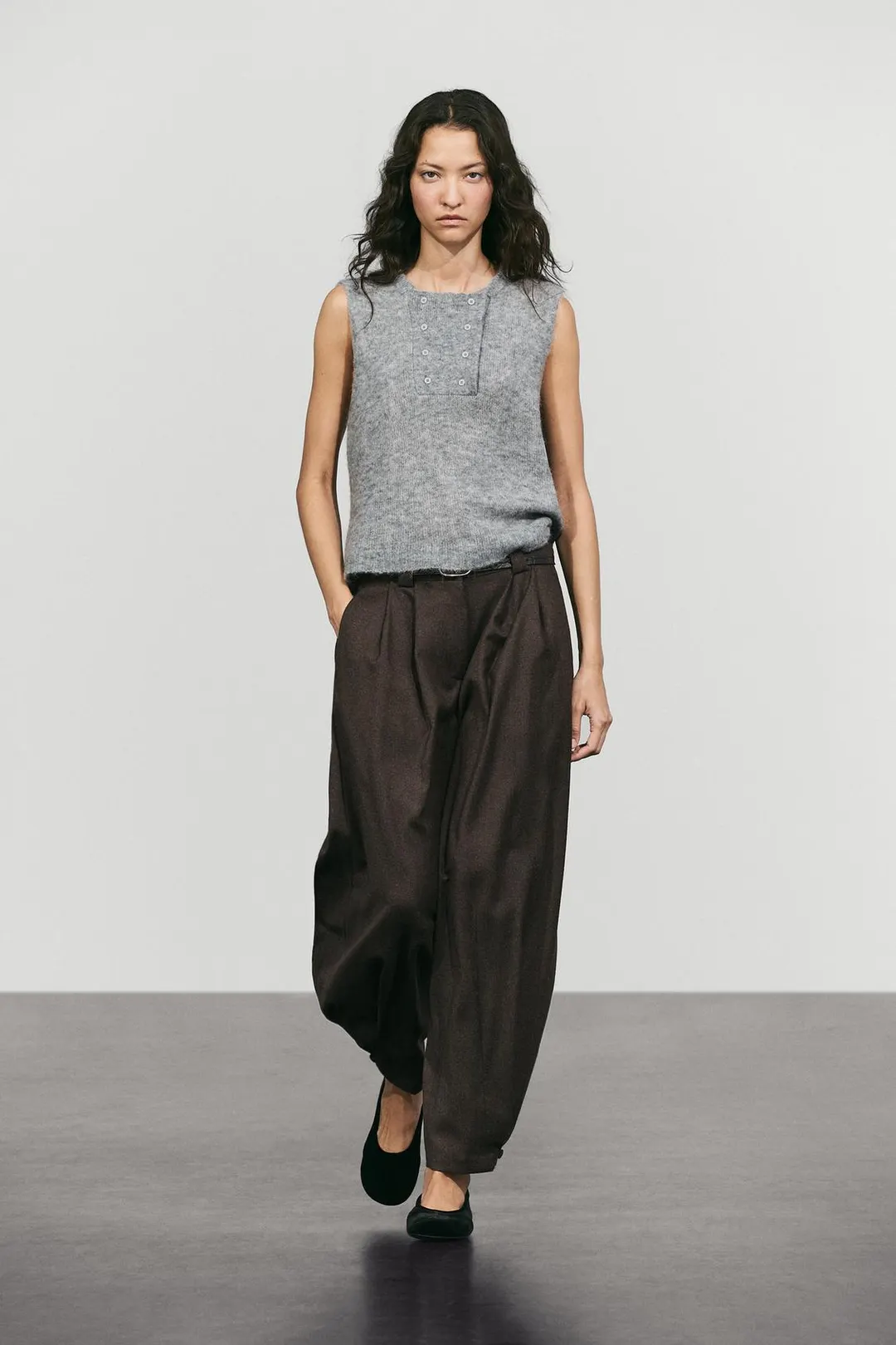 Вязаный топ из смесовой шерсти с пуговицами, Massimo Dutti
