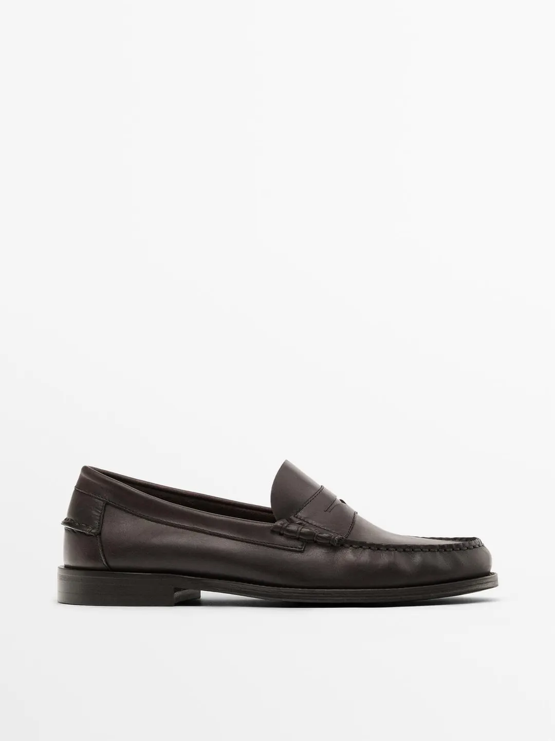 Лоферы пенни из мягкой промасленной кожи, Massimo Dutti