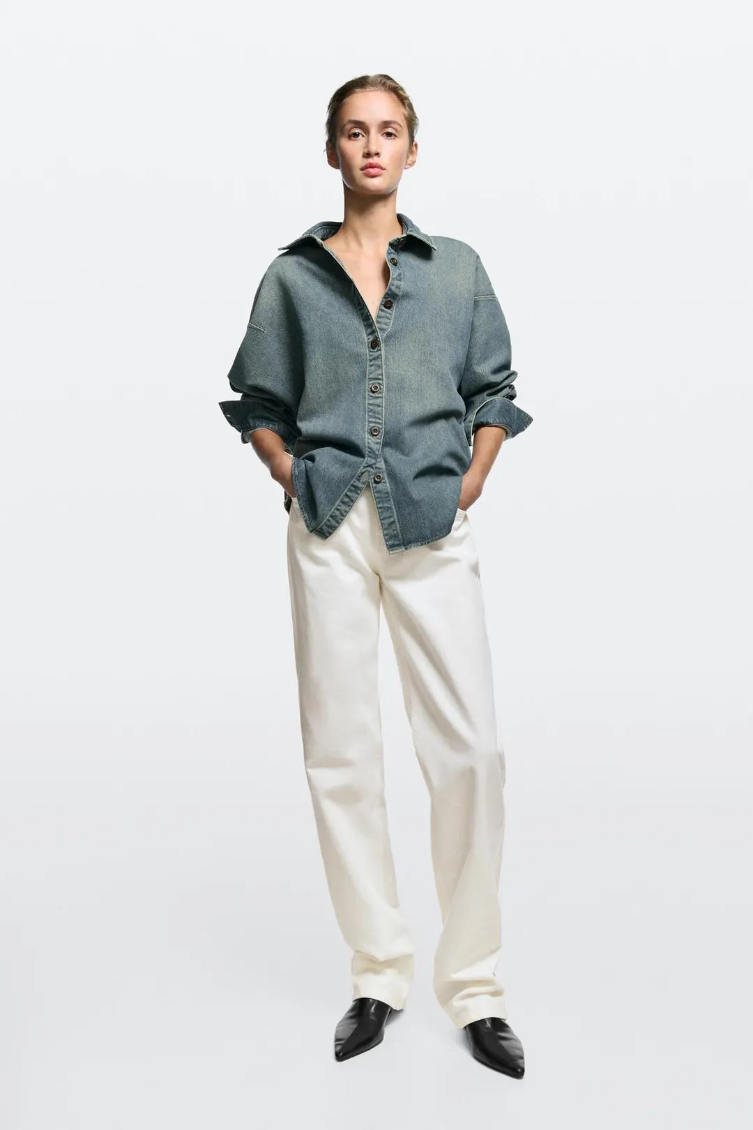 Рубашка джинсовая из смесового хлопка total look, Massimo Dutti