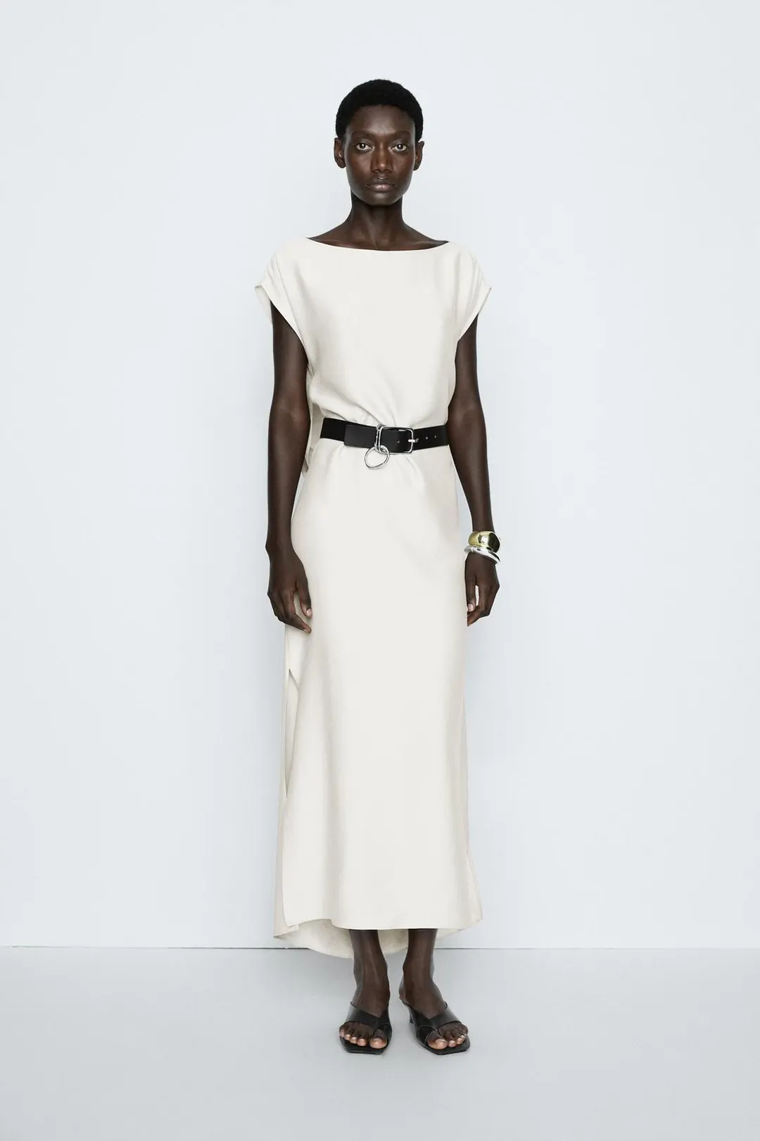 Платье асимметричное с драпировкой - STUDIO, Massimo Dutti