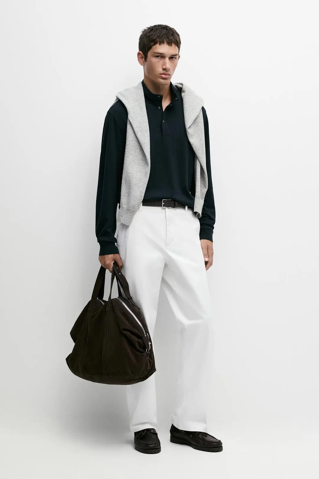Свитер с воротником-стойкой из смесового хлопка, Massimo Dutti