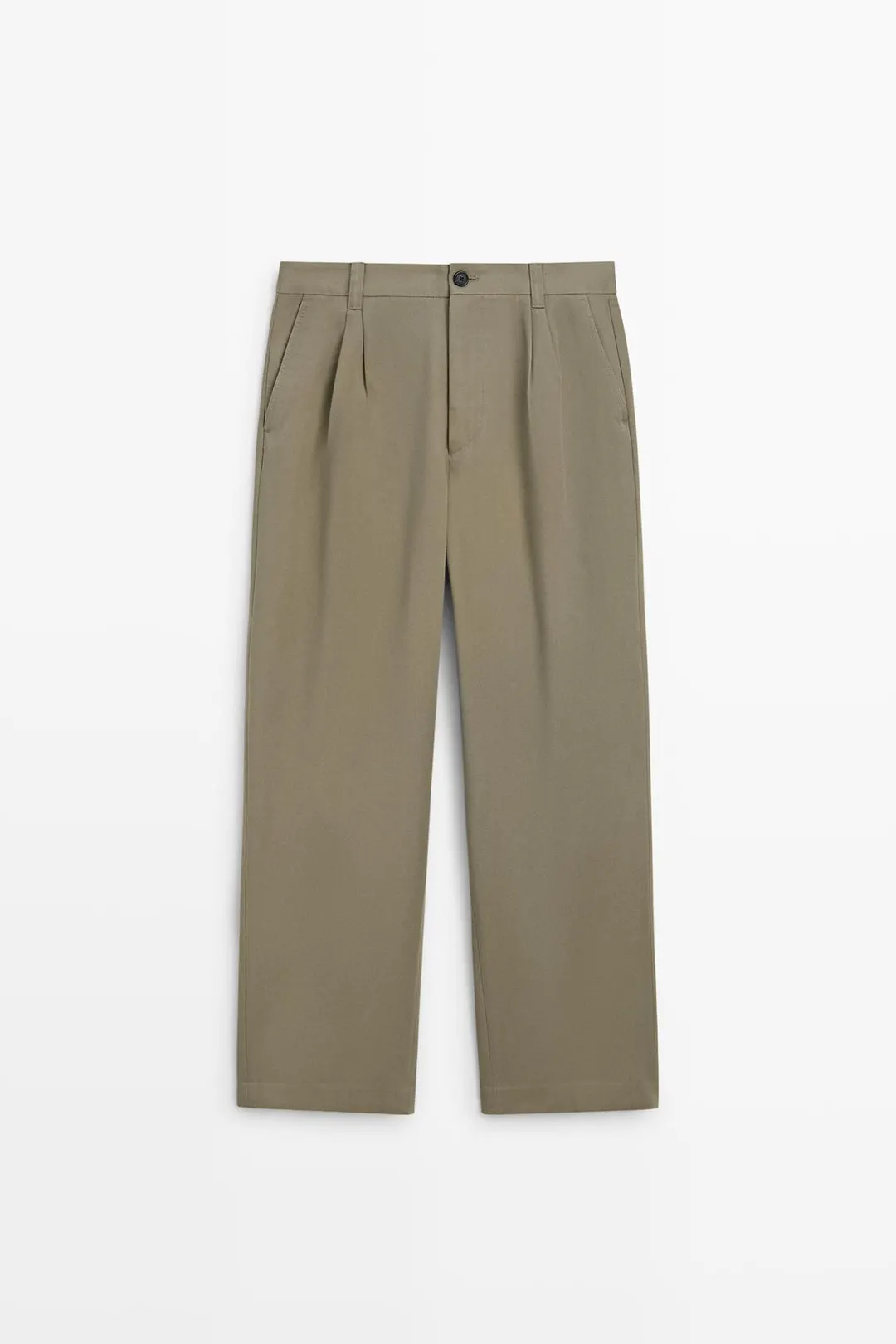 Брюки с двойными защипами из 100% хлопка, Massimo Dutti