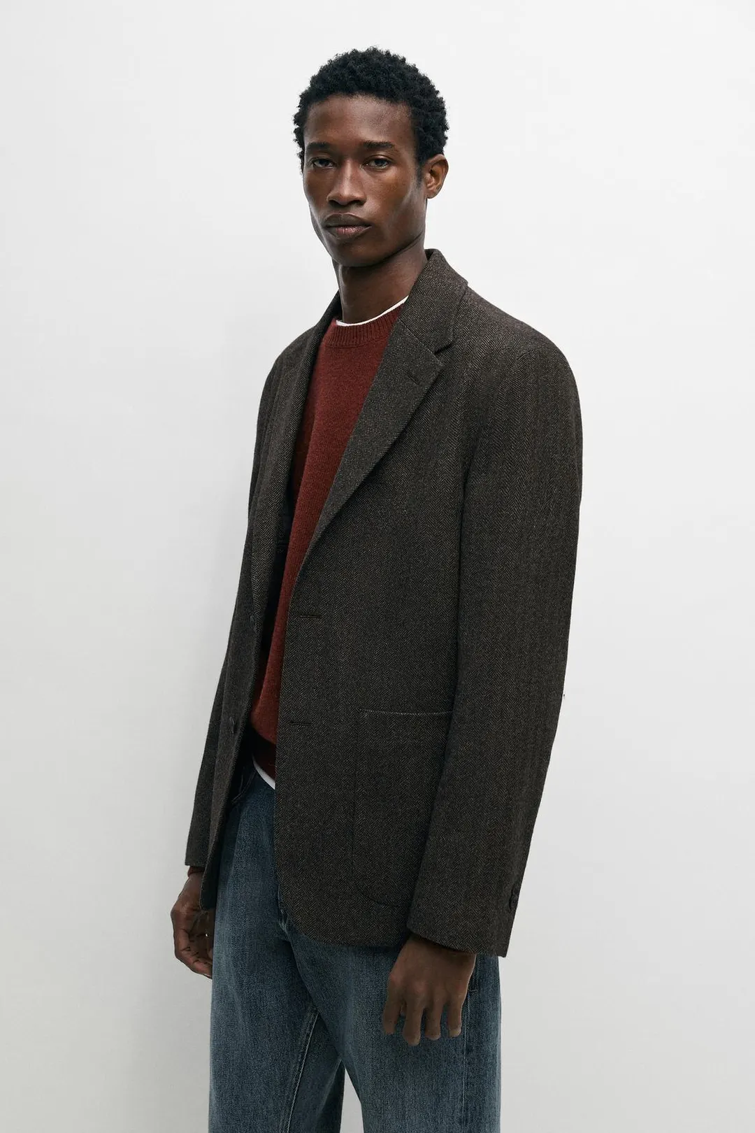 Блейзер из смесовой шерсти в елочку, Massimo Dutti