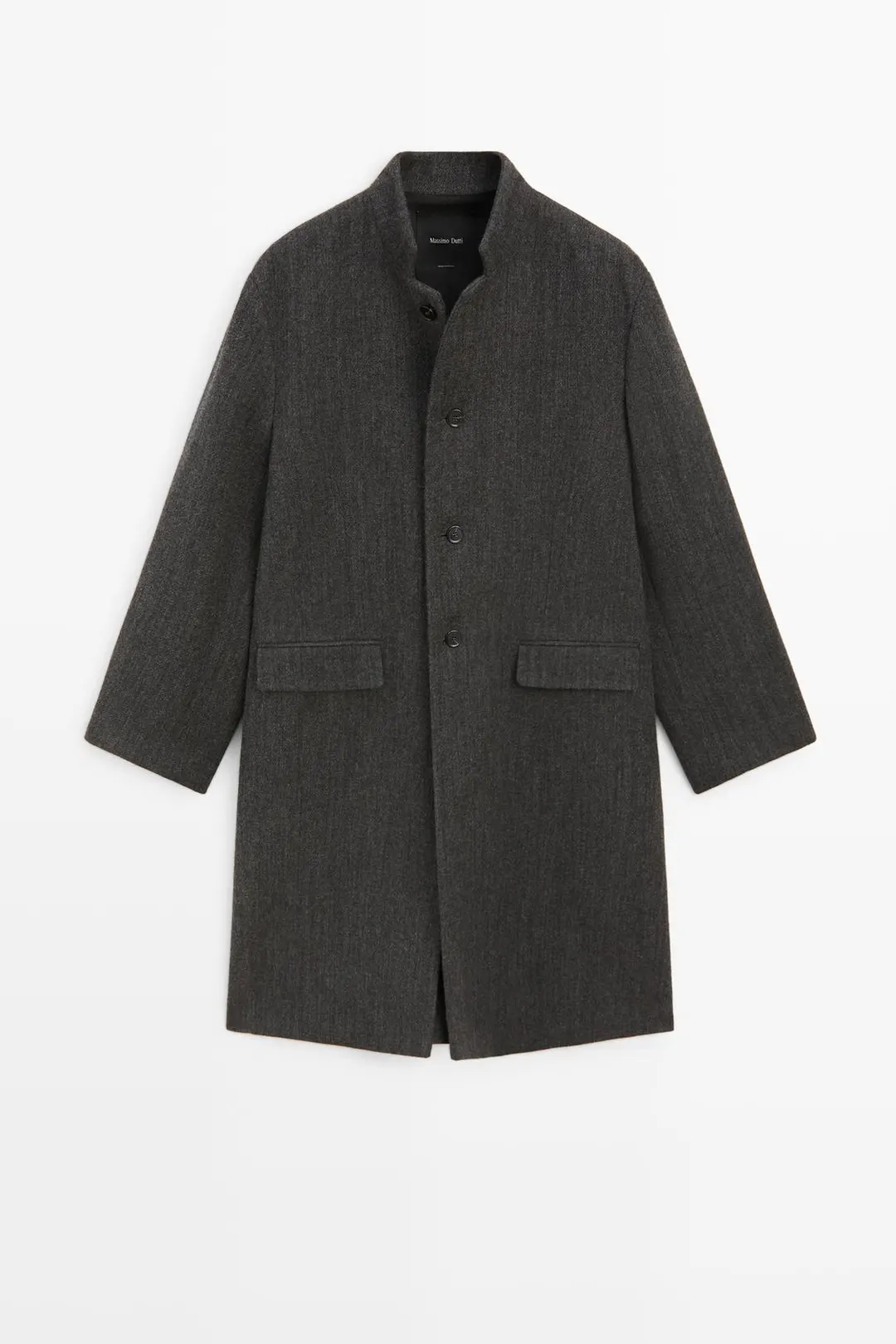 Шерстяное пальто с высоким воротником, Massimo Dutti