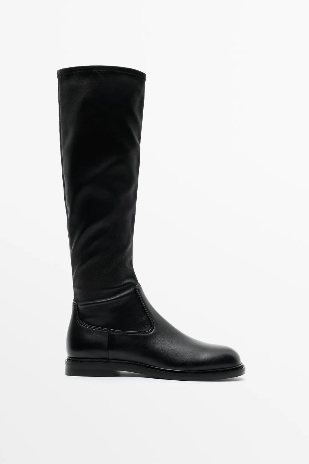 Кожаные сапоги с эластичным голенищем, Massimo Dutti