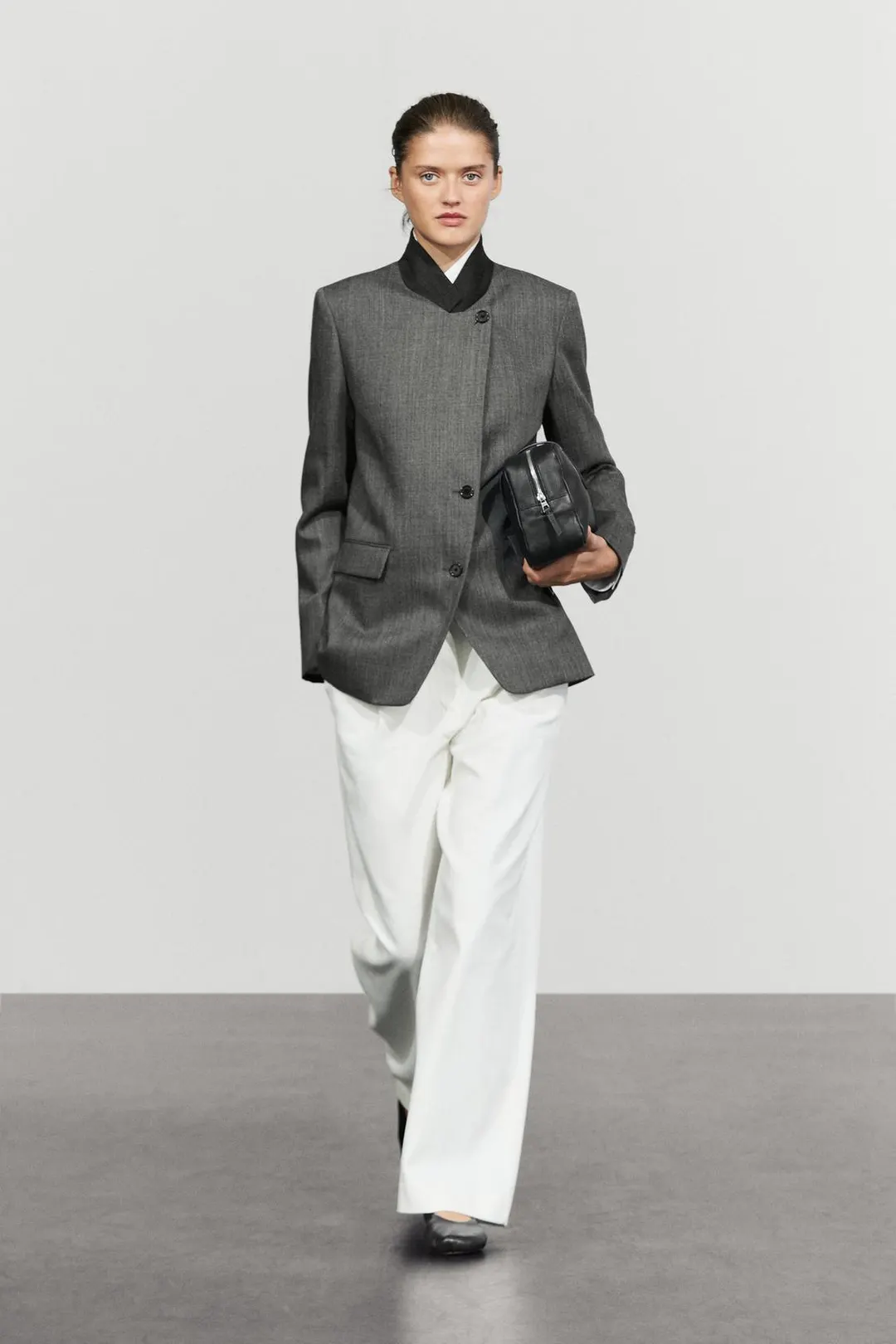 Блейзер из 100% шерсти с контрастным воротником, Massimo Dutti