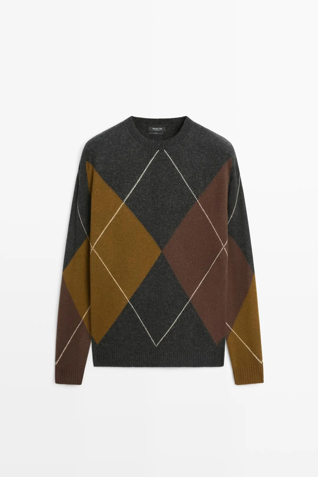 Свитер из 100% шерсти с узором аргайл, Massimo Dutti