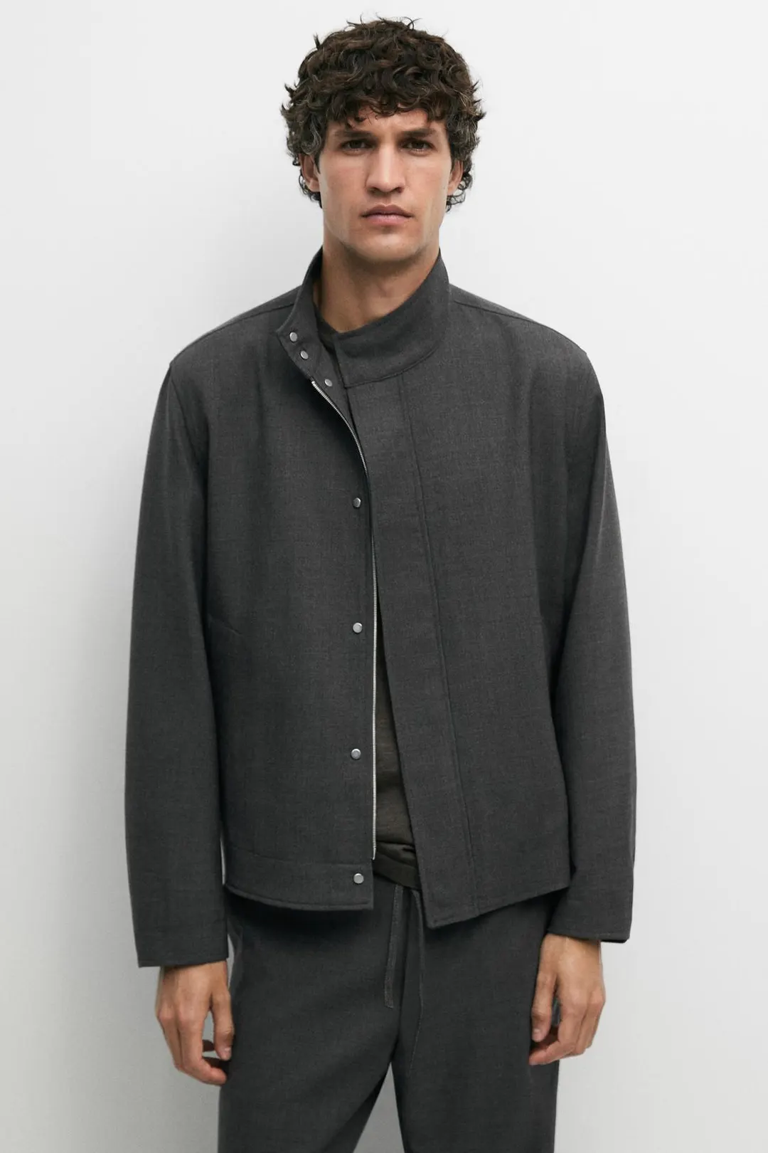 Рубашка-куртка из 100% шерсти, Massimo Dutti