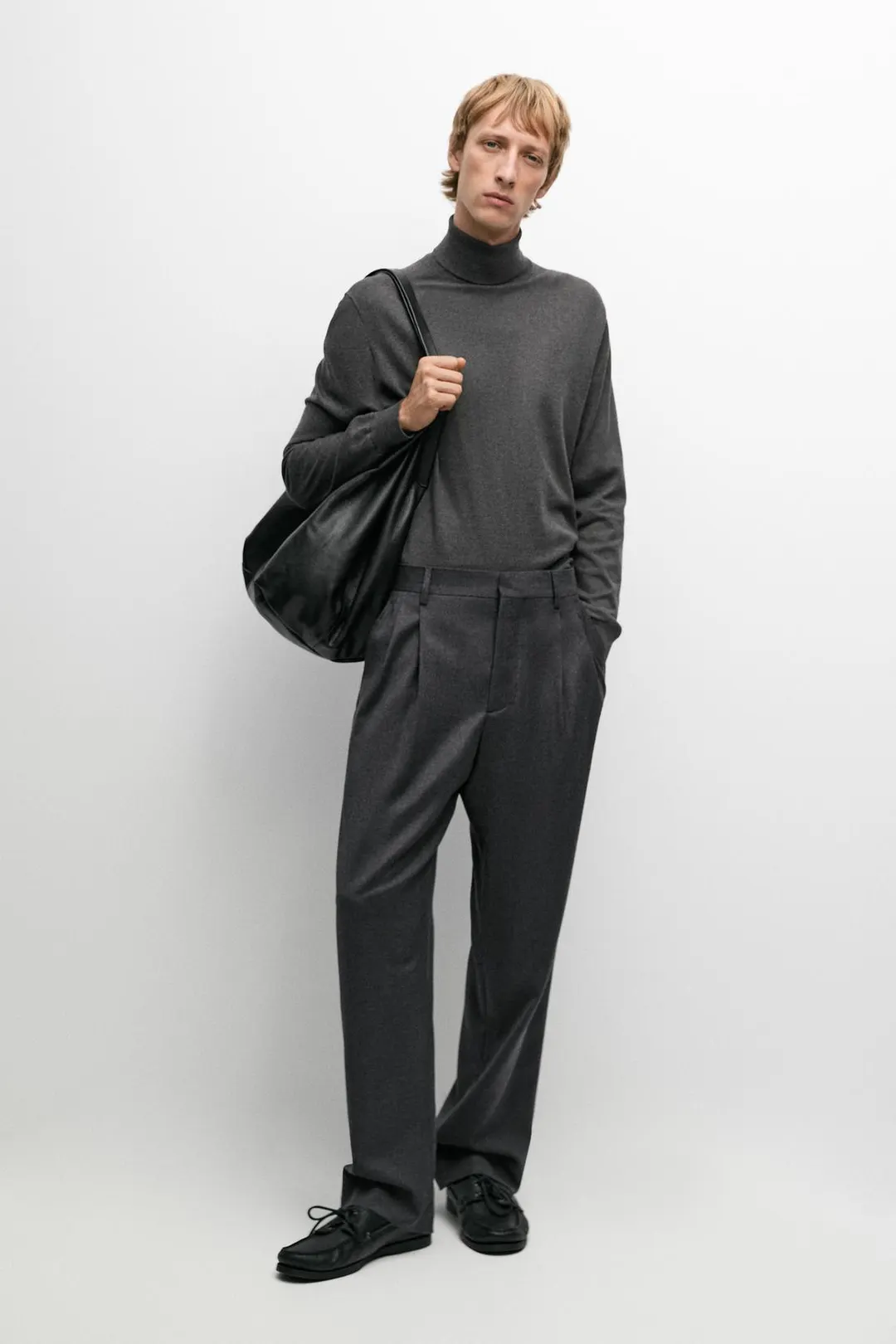 Свитер с высоким воротником из смесового хлопка, Massimo Dutti