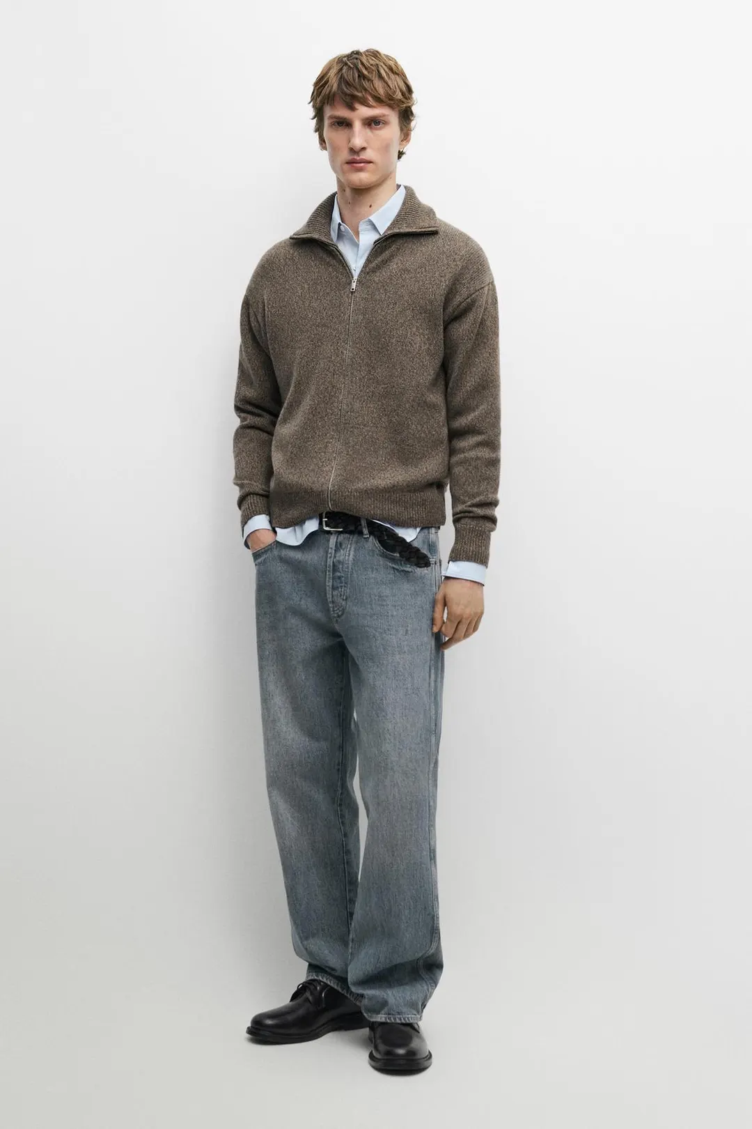 Кардиган из 100% шерсти на молнии, Massimo Dutti