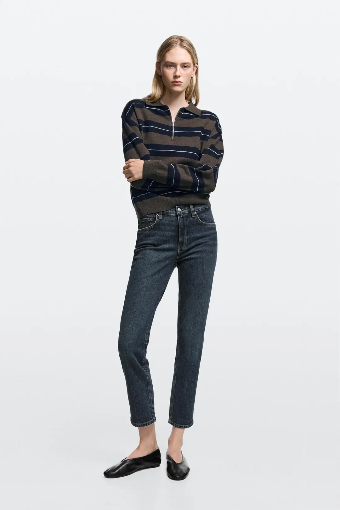 Укороченные зауженные джинсы со средней посадкой, Massimo Dutti