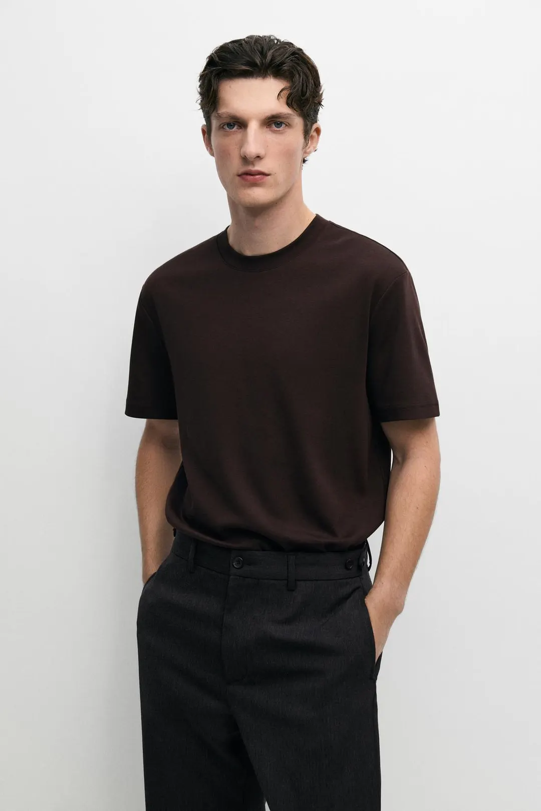 Футболка с короткими рукавами и декоративными швами, Massimo Dutti