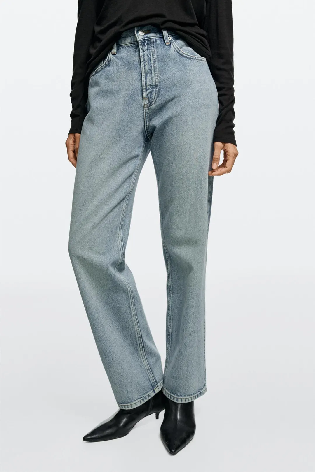 Джинсы прямого кроя с высокой посадкой, Massimo Dutti