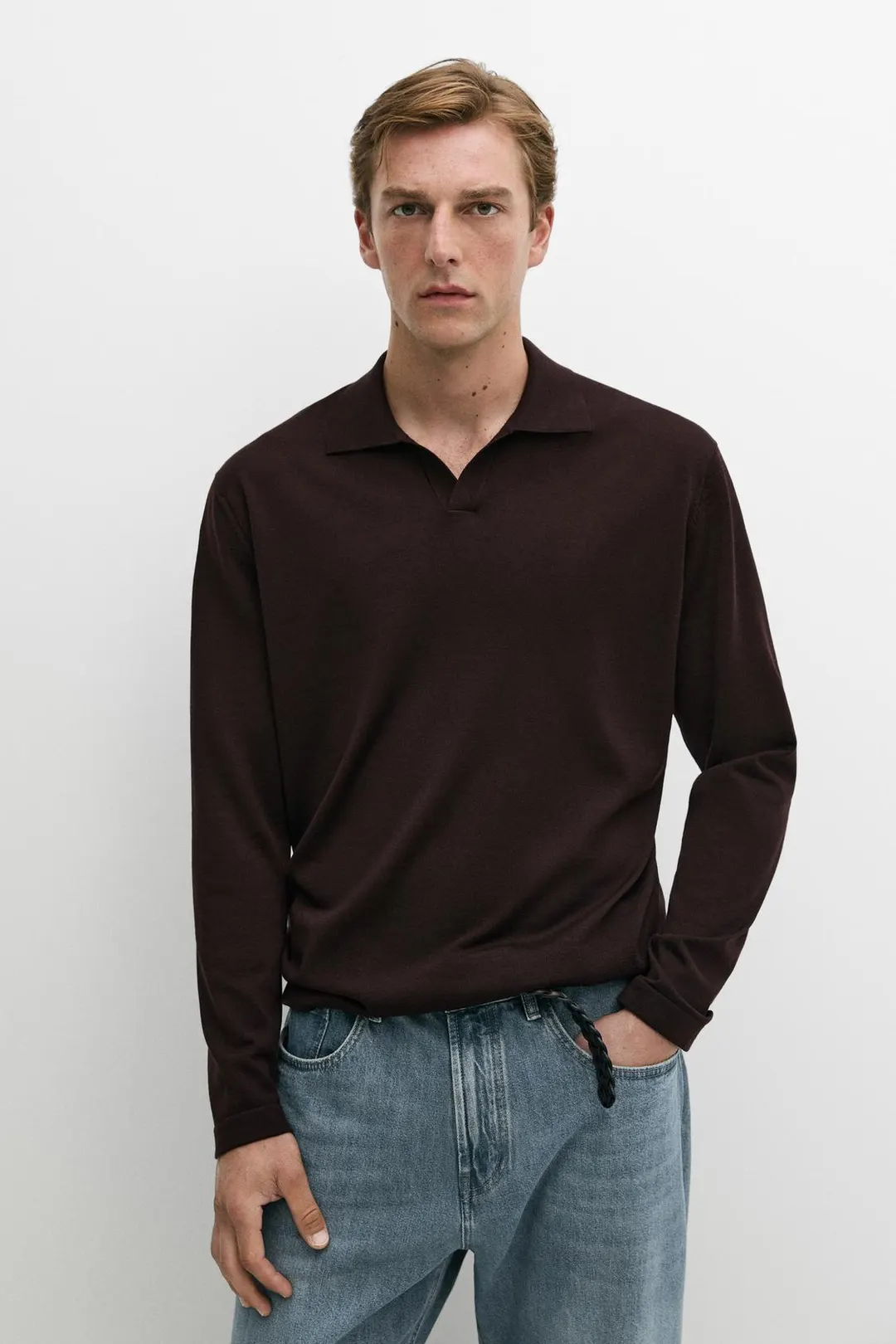 Поло вязаное из 100% мериносовой шерсти, Massimo Dutti